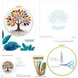 Zhenqing Rainbow Tree of Life Embroidery Kit for Beginners - 29x29cm Printed Fabric with Hoop & Full Tools (C0060)