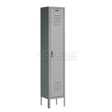 GLOBAL INDUSTRIAL Single Tier Locker, 15x18x72, 1 Door, Ready To Assemble, Gray Global Industrial