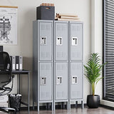 Letaya Storage Locker with Lock Door,Metal Storage Cabinet 4 Tier with Hook for Employees, School,Gym, Home,Office(2 Door-Gray) Letaya