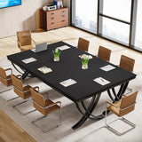 Tribesigns 6.5FT Conference Table for 6-8 People, 78 inch Long Rectangular Seminar Table with Strong Metal Frame, Business Furniture Boardroom Desk for Office Meeting Conference Room (4PCS, Black) Tribesigns