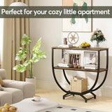 GILLAS 3 Tier Console Tables, 30" Height Entryway Table, Sofa Table Behind Couch, Industrial Entryway Furniture TV Stand with Storage for Living Room, Easy No-Extra-Tools Assembly, Rustic Brown GILLAS
