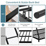 Bonnlo Metal Loft Bed with Stairs and Flat Rung, Junior Bed Full Size High Loft Bed for Kids/Teens/Adults, No Box Spring Required, Black Bonnlo