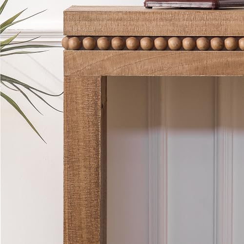 FGXJY Console Table for Living Room, Long Sofa Table Behind Couch with Real Wood Beads Decoration, Retro Entryway Table for Hallway Foyer (64 Inch, Antique Natural) FGXJY