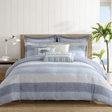 Levtex Home Sand Stripes Blue King Duvet Cover Set (106x94in) with 2 Pillowcases (36x20in) - Woven Jacquard Stripe - Navy, Blue, Grey, Cream - Cotton King Size Duvet Cover Set - Soft, Pre-Washed Levtex Home