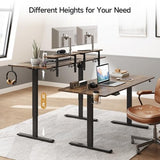 ONBRILL Standing Desk with 2 Adjustable Monitor Shelves, 63 x 24 Inches Electric Stand Up Desk with Memory Controller and Adjustable Height from 28-46 inches for Computer Workstations, Rustic Brown ONBRILL