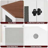 MAHANCRIS Corner Dog Crate Furniture, Wooden Dog Kennel End Table, Decorative Pet Crate Indoor Use, Furniture Style Dog House for Small Medium Dog, Dog Cage TV Stand, White and Walnut DCBA0801 MAHANCRIS