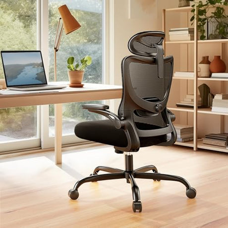 Marsail Ergonomic Office Chair: Office Desk Chair with High Back Mesh and Adjustable Lumbar Support Rolling Work Swivel Task Chairs with Wheel 3D Armrests and Headrest Marsail