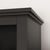 ECACAD 4-Piece Wall Unit TV Stand with Bookshelves for TVs up to 65", Modern TV Console Table Media Entertainment Center with Glass Doors & Open Shelves for Living Room, Bedroom & Home Theater, Black ECACAD