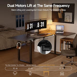 ONBRILL L Shaped Standing Desk, 63x43 Inches Electric L Stand Up Desk with 4 Legs, Dual Motor and Memory Controller, Adjustable Height from 28-46 Inches for Home and Computer Workstation, Black ONBRILL