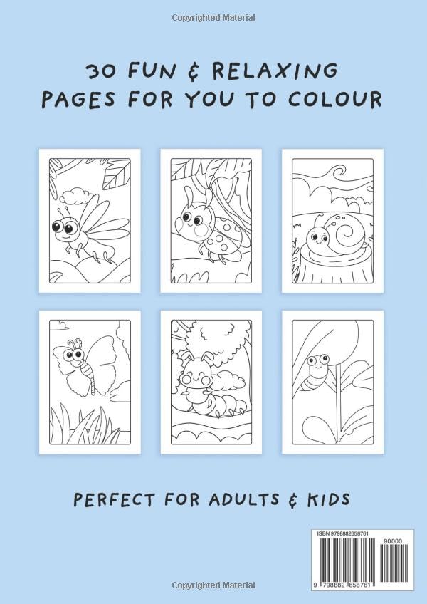 Cute Bugs and Insects Colouring Book (Fun and Relaxing Simple Designs for Adults and Children) (Fun and Relaxing Colouring Books) Majosta