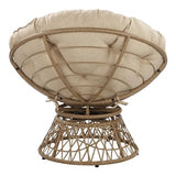 OSP Home Furnishings Wicker Papasan Chair with 360-Degree Swivel, Natural Frame with Cream Cushion OSP Home Furnishings