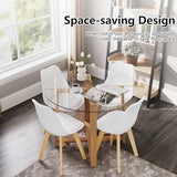 Tangkula 42" Round Glass Dining Table Set for 4-6, 0.3” Modern Tempered Glass Tabletop with 4 Padded Chairs, ModernTable and Chairs Set of 4-6 for Kitchen Dining Room Breakfast Nook Tangkula