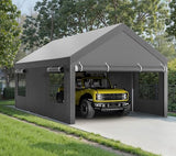 Walsunny Carport, 12x20 ft Heavy Duty Carport Canopy with Roll-up Windows, Portable Garage with Removable Sidewalls & Doors, Car Canopy with All-Season Tarp for Car, Truck, Boat Walsunny