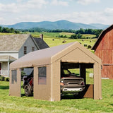 COSIEST 10'×20' Storage Shelter Outdoor Gable Roof Carport with Removable Side Walls, Heavy-Duty Garage Canopy Weatherproof PE Cover, Multi-Purpose Vehicle/Tractor Shed for Backyard/Driveway/Farm COSIEST