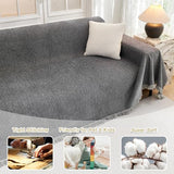 MYSKY HOME Couch Cover for Dogs, Washable Couch Covers, Non Slip Sofa Cover, Couch Cover 2 Cushion Sofa Dogs Furniture Protector with Tassels, Chenille Sofa Slipcover for Pets, 71"x118", Dark Grey MYSKY HOME