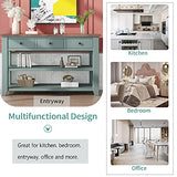 48'' Solid Wood Console Table, Modern Entryway Sofa Side Table with 3 Storage Drawers and 2 Shelves. Easy to Assemble (Green) Quarte
