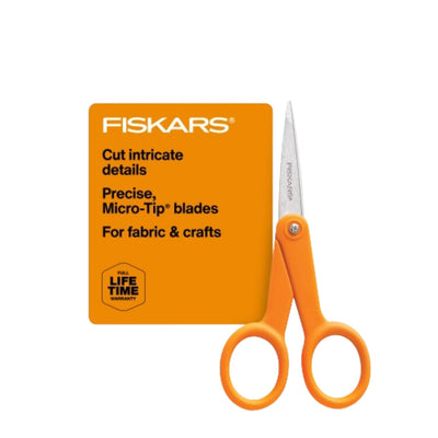 Fiskars Premier No. 5 Micro-Tip Orange-Handled Fabric Scissors - Double Loop Handle - Sewing and Craft Scissors - Orange