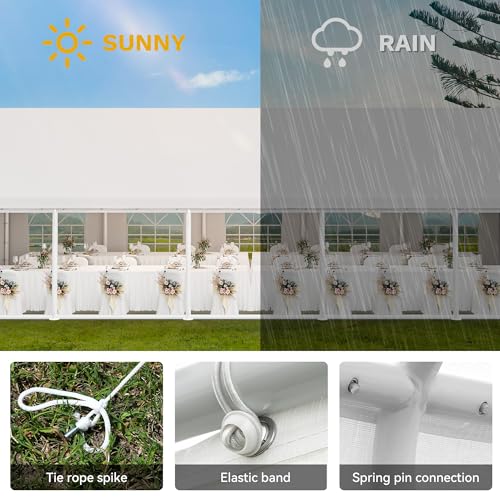 YITAHOME 20x33 ft Party Tent Heavy Duty Outdoor Wedding Event Shelters Upgraded Galvanized Canopy with Large White Roof, Removable PVC Sidewalls & 3 Storage Bags, White YITAHOME