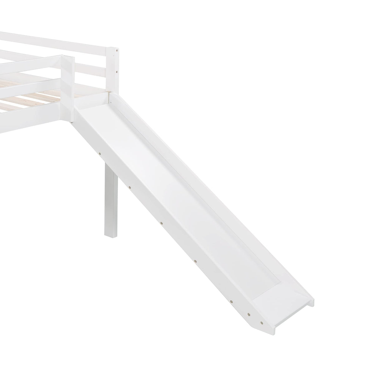 Anwickmak Full Size Wooden Loft Bed with Slide, Convertible Ladder, and Chalkboard for Kids and Teens, White Anwickmak