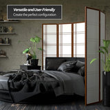 Red Lantern 6 ft. Tall Double Cross Shoji Screen - Walnut - 3 Panels Red Lantern