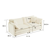 76.7” Oversized Beige White Loveseat Sofa, 2 Seater Large Sectional Couches for Living Room, Chenille Fabric Modular Sectional Sofa, Deep Seat Home Sofas Set, Love Seat Couches ZenNook