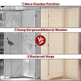 Esright 4 Panel Bamboo Room Divider, 6 Ft Tall Folding Privacy Screen Room Divider, Freestanding Partition Wall Dividers for Office,Bedroom, Beige Esright