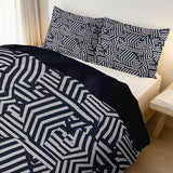 Printed Duvet Cover Set Single Size - Black 3 Pieces (1 Quilt Cover with Zipper Closure + 2 Pillow Sham), Ultra Soft Brushed Microfiber Modern Lines Minimalist Bedding Set Generic