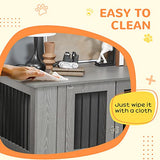 PawHut Dog Crate Furniture, Wooden End Table Furniture with Lockable Magnetic Doors, Extra Large Size Pet Kennel Indoor Animal Cage, Gray PawHut