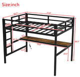 Anwick Full Size Metal Loft Bed with Desk, LED Lights, Charging Station, Safety Guard, and Ladder, Space-Saving and Noise-Free Design, No Box Spring Needed Anwick