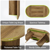 LITTLE TREE 63" Rustic Oval Dining Table for 2-4, Sturdy MDF Farmhouse Kitchen Table with Metal Strip Base, for Living Room, Office, Restaurant, Multi-Use, Umber LITTLE TREE