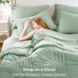 CozyLux King Size Comforter Sets - 7 Piece Bed in a Bag Sage Green Comforter Set with Sheets Luxury Bed Set All Seasons, Soft Bedding Set with Down Alternative Comforter, Sheets, Pillowcases & Shams CozyLux
