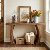 Tribesigns 63" Farmhouse Console Table for Living Room, Rustic Entryway Table with Curved Legs, Vintage Brown Tribesigns