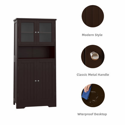 Irontar Bathroom Cabinet, Bathroom Floor Cabinet with Open Shelf, Display Storage with Doors, Kitchen Cupboard, Storage Cabinet for Living Room, 23.6 x 11.8 x 50.4 Inches, Brown CWG006Z