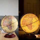 TTKTK Illuminated World Globe for Adults & Kids with Wooden Stand,Built in LED Lamp for Illuminated Night View Antique Globe for Home Décor and Office Desktop 8inch TTKTK