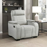 Lexicon Wall Hugger Manual Reclining Chair, Microfiber Manual Recliner with Cup Holders/Hidden Arm Storage/LED Base Lighting, Home Theater Seating for Living Room, Light Gray