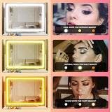 Gvnkvn Lighted Makeup Mirror, 17.3"x13" Hollywood Vanity Mirror with Led Lights, Three Color Lighting Modes, and 10X Magnification Mirror, Smart Touch Control, 360°Rotation (White, Gift Box) Gvnkvn