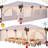 HOTEEL 10'x30' Canopy Party Tent with 6 Removable Sidewalls, Outdoor Event Tent for Weddings, BBQ, Parties, Patio Camping Gazebo, Waterproof, White Hoteel