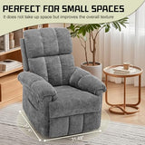 Korser Recliner Chair, Swivel Rocker Recliner Chair for Adults, Small Recliners for Small Spaces, Manual Recliner with Side Pockets, Upholstered Nursery Rocking Chair for Living Room, Chenille, Grey