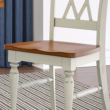 Home Styles Monarch Double X-back White and Oak Dining Chairs, with Solid Hardwood Construction, Turned Legs, and Distressed Oak Finish, Set of Two - WoodArtSupply