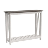 ChooChoo Farmhouse Console Table, Rustic Vintage Narrow Sofa Table for Entryway, Living Room, Hallway, 40 White ChooChoo