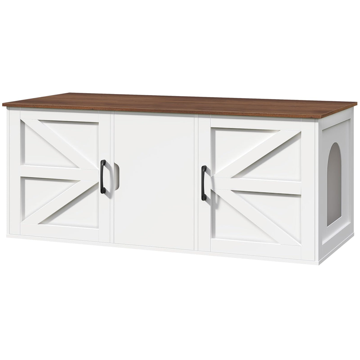 MAHANCRIS Cat Litter Box Enclosure for 2 Cats, 47.2" Hidden Cat Litter Box Furniture with Double Rooms, Wooden Litter Box Furniture, Indoor Cats House, Cat Washroom Furniture, White CWZW2201 MAHANCRIS