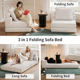 Lumbershed Folding Sofa Bed, 3-in-1 Convertible Sleeper Chair Bed with Pillows, Foldable Floor Couch with High-Density Foam, Futon Small Boneless Couch for Living Room Bedroom Lounge, Single, White Lumbershed