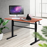 UNICOO Manual Standing Desk Adjustable Height Heavy Duty Game Desk, Crank Adjustable Desk, Adjustable Computer Desk, Manual Stand Up Desk with Headphone Hook,48 x 24 Inches (SYK01-Teak) UNICOO