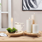 DEAMACE Wood Riser for Decor, 2 Pack Wood Pedestal Stand for Display, Round Wooden Tray for Kitchen Counter, Wooden Pedestal Stand for Plant Pot Indoor DEAMACE