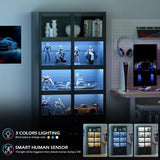 PAKASEPT 5 Tier Display Case with Glass Doors, 65" Display Cabinet with LED Light, Tall Curio Cabinets Display Shelf for Collectibles, Bookcase Bookshelf for Bedroom, Living Room PAKASEPT