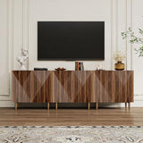 BREEZEHEAT Sideboard Buffet Cabinet with Storage, Fluted Accent Cabinet with 6 Doors, Mid Century Modern Console Table with Adjustable Shelves, Stylish Credenzas for Living Room or Entryway, Walnut BREEZEHEAT