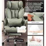Efomao Big and Tall Office Chair 400lbs - Executive Office Chairs with Footrest, Heavy-Duty PU Leather Computer Chair for Heavy People, Light Green Home Office Desk Chairs Efomao