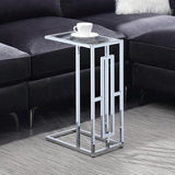 Convenience Concepts Town Square Chrome C End Table 15.75" - Contemporary C Couch Table, Modern Living Room Glass Side Table, Family Room Sliding End Table, Glass/Chrome Convenience Concepts