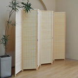 Furnnylane 6 Panel Bamboo Room Divider and Folding Panel Screen,Bamboo Panel Divider for Room Separation,Beige,67" H x 92.1" W Furnnylane