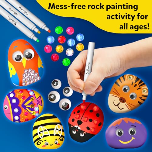 Skillmatics Rock Painting Kit - Mess-Free Art & Craft Activity for Girls & Boys, Craft Kits & Supplies, DIY Creative Activity, Christmas Gifts for Kids Ages 4, 5, 6, 7, 8, 9, 10, 11,12 - WoodArtSupply